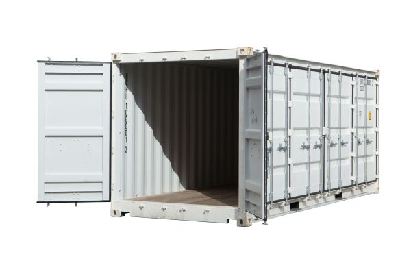 Open Side Container 20 Fuß mit geöffneten Flügeltüren