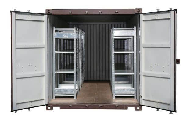 Container Regal beidseitig installiert