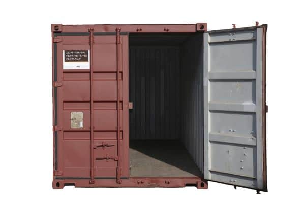 Überlackierte Gebrauchtcontainer in rot