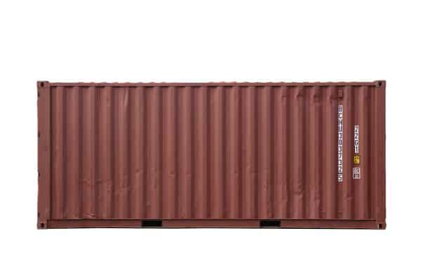 Überlackierte Gebrauchtcontainer in Seitenansicht