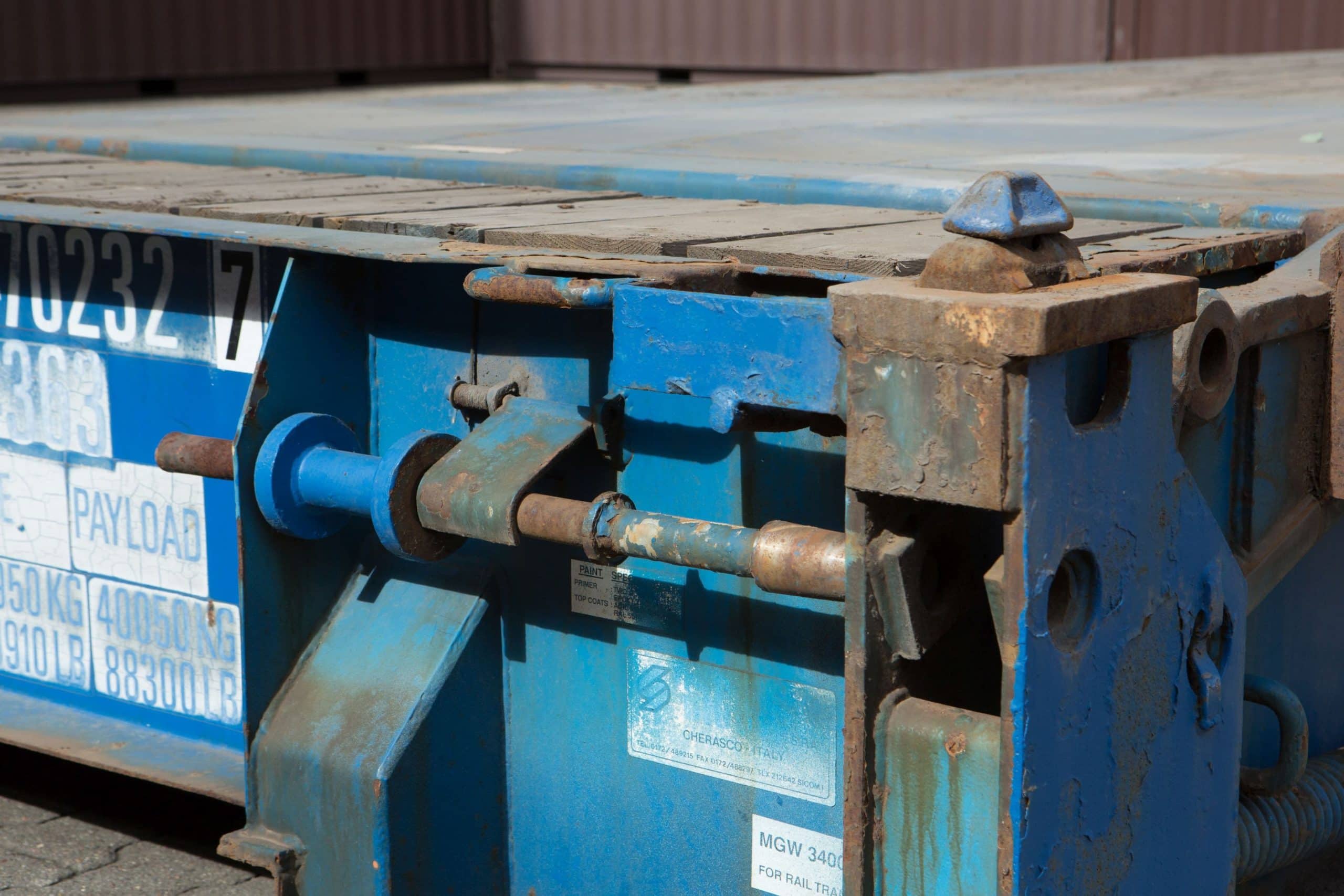 Nahaufnahme 40 Fuß Flatrack Container